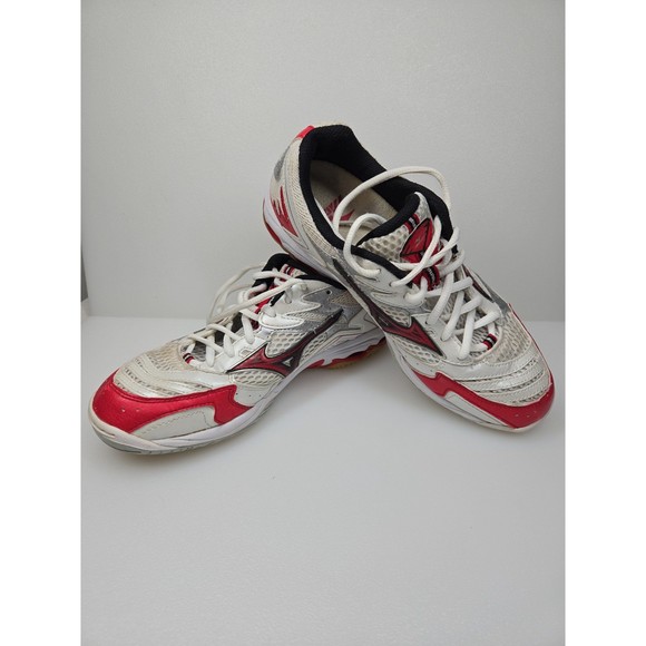 Mizuno Wave Spike 12 Volleyball Court Shoe White with Red Women's Size 9 - Picture 11 of 12